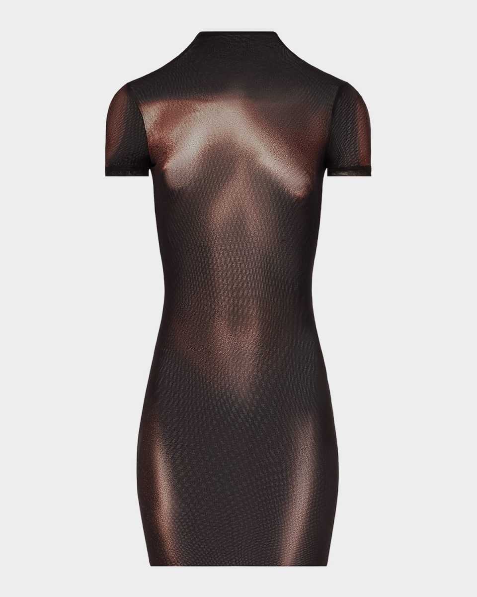 Body Dust Print Tulle Short-Sleeve Mini Dress